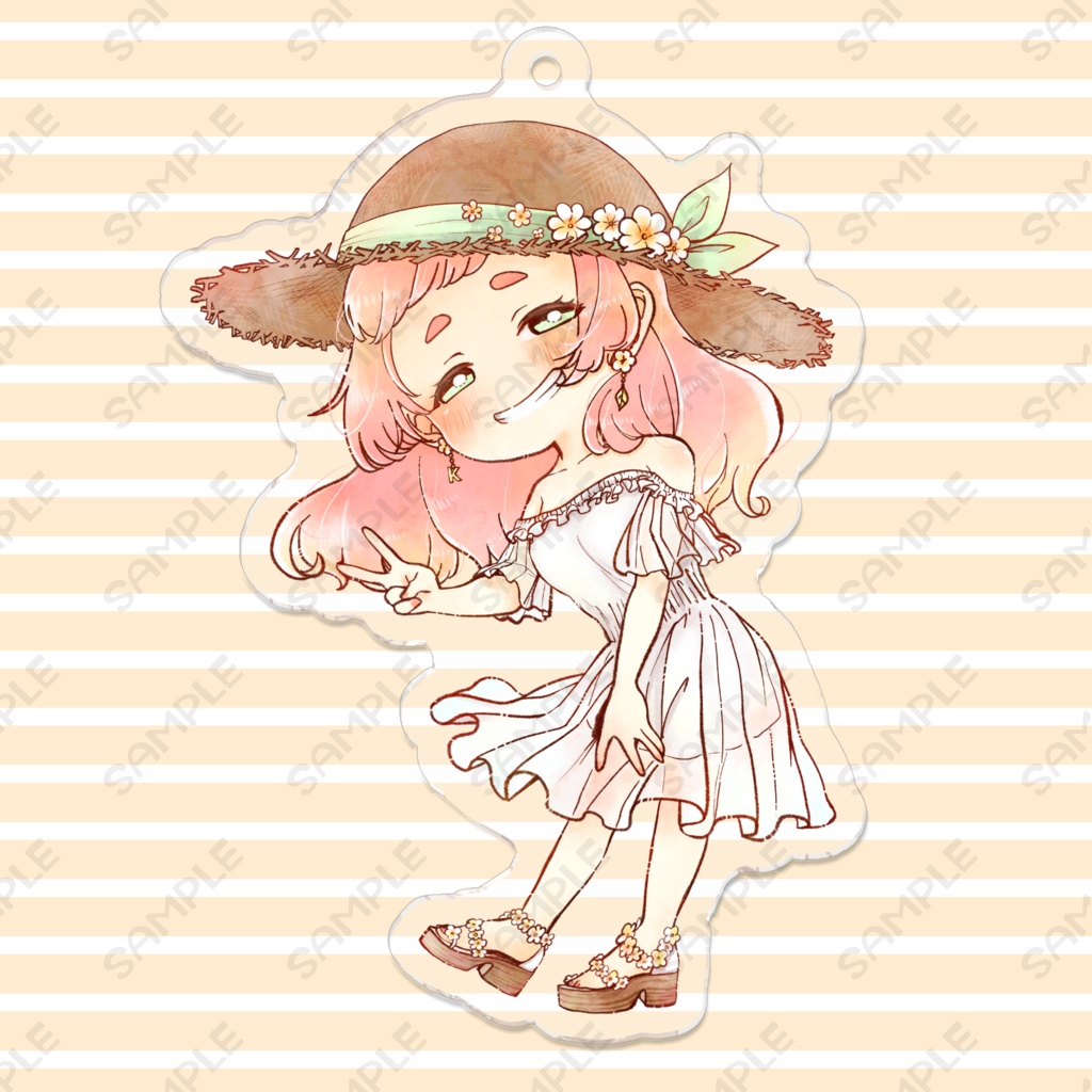 こまし(バカンスver)アクリルキーホルダー(コーティング加工)