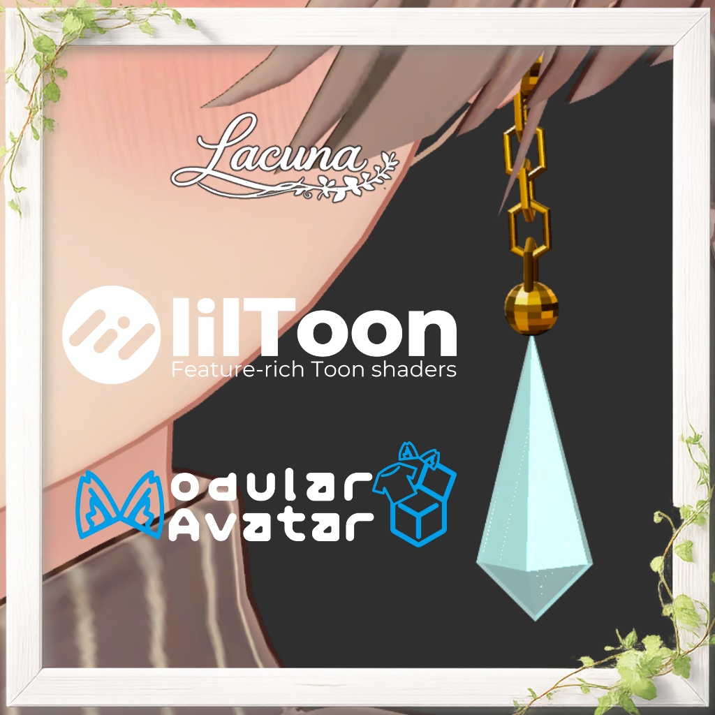 【VRChat向けアクセサリー】Aqua Crystal - Earring