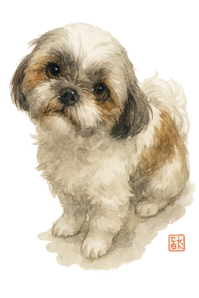 シーズー犬　イラスト　