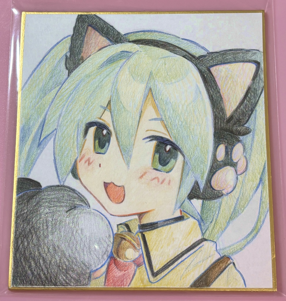 初音ミク　にゃんこ　色紙