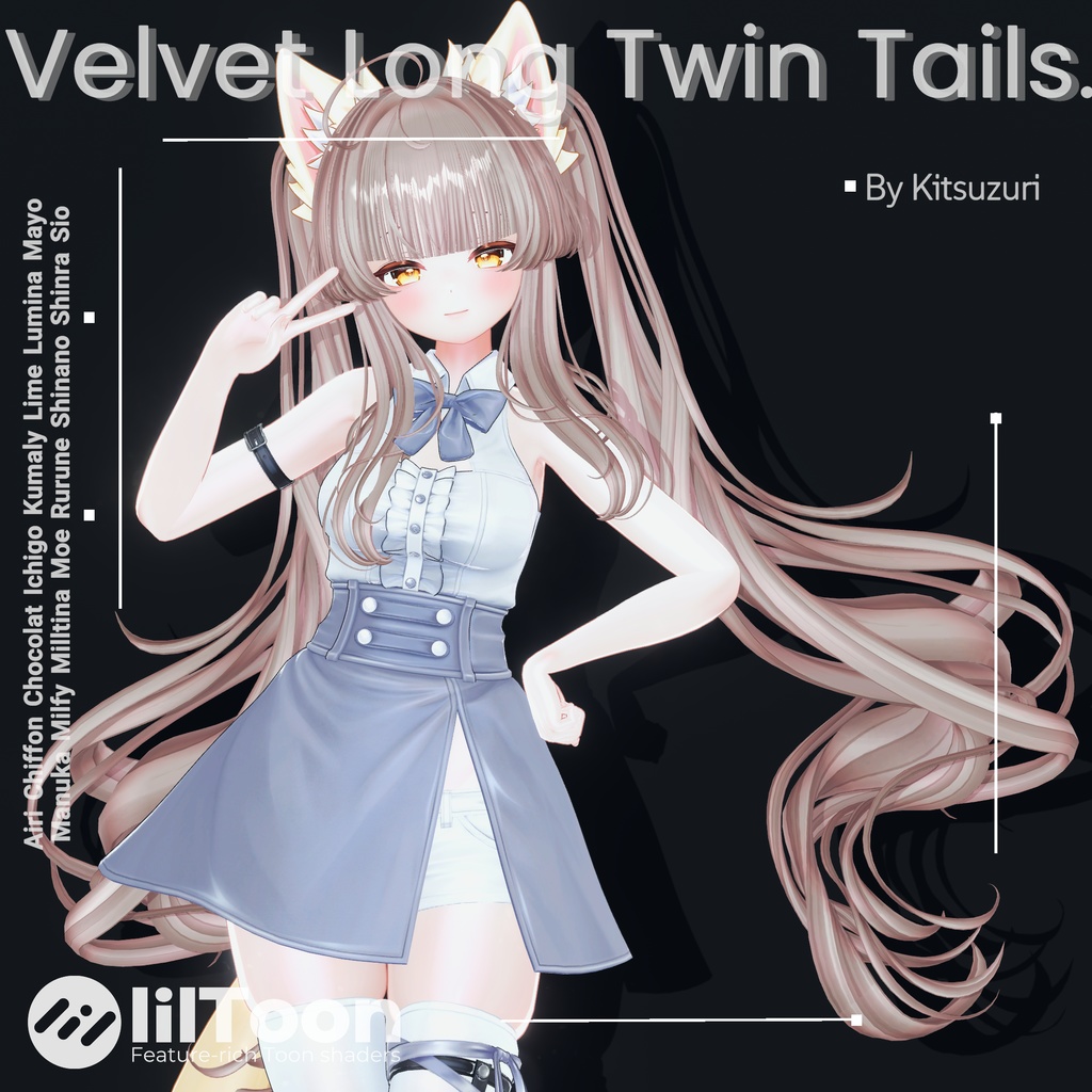 [16 Avatars] Velvet Long Twin Tails Hair