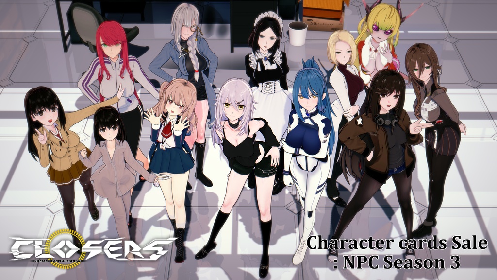 CLOSERS Season 3 NPC 12인 Koikatsu Cards Package