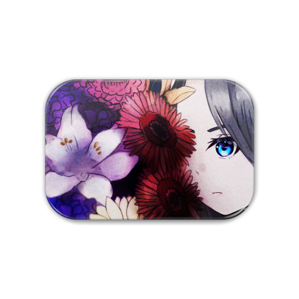 花とレディ【缶バッジ76×51mm】角丸長方形