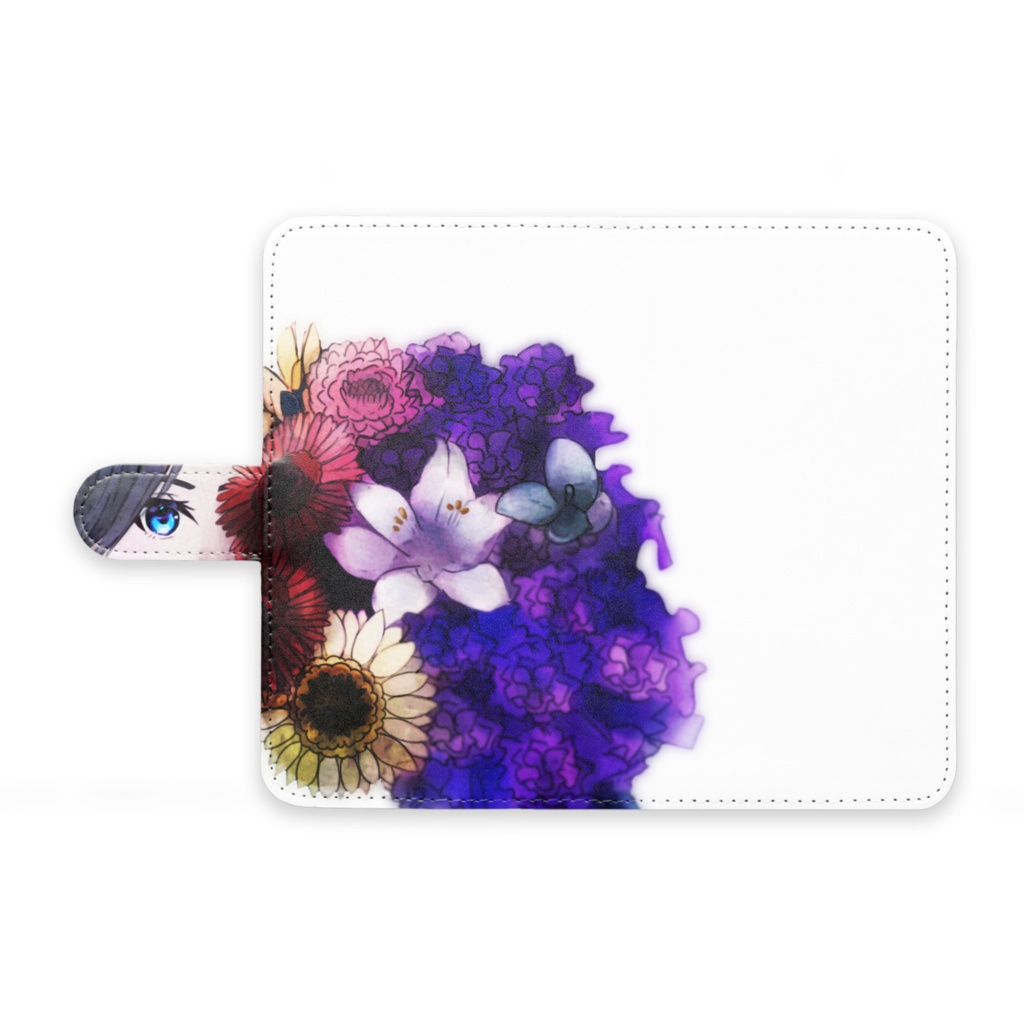 花とレディ【手帳型AndroidケースM/L】ストラップ穴なし