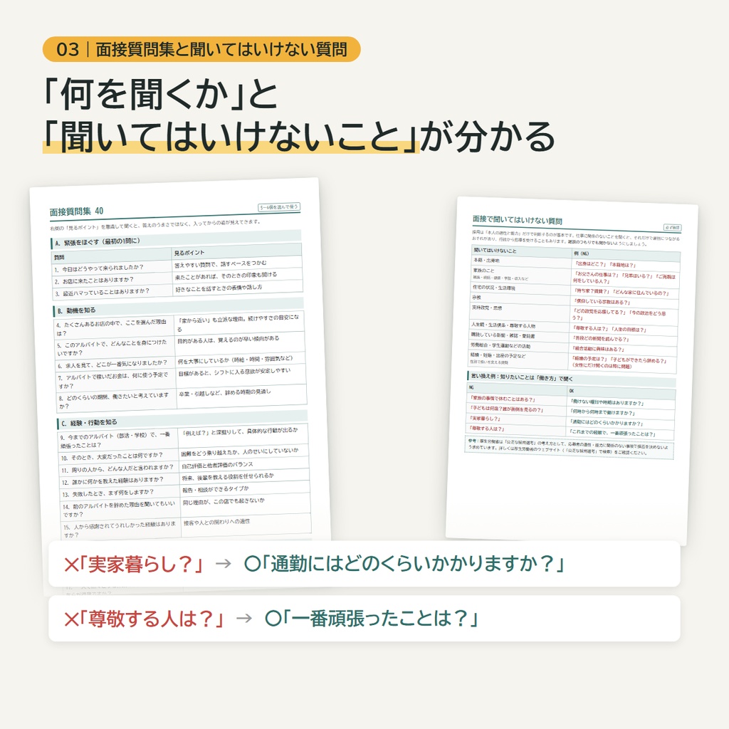 【応募が来る・ミスマッチを防ぐ】店長のための採用&面接テンプレパック(求人原稿/面接シート/質問40/採用管理Excel)