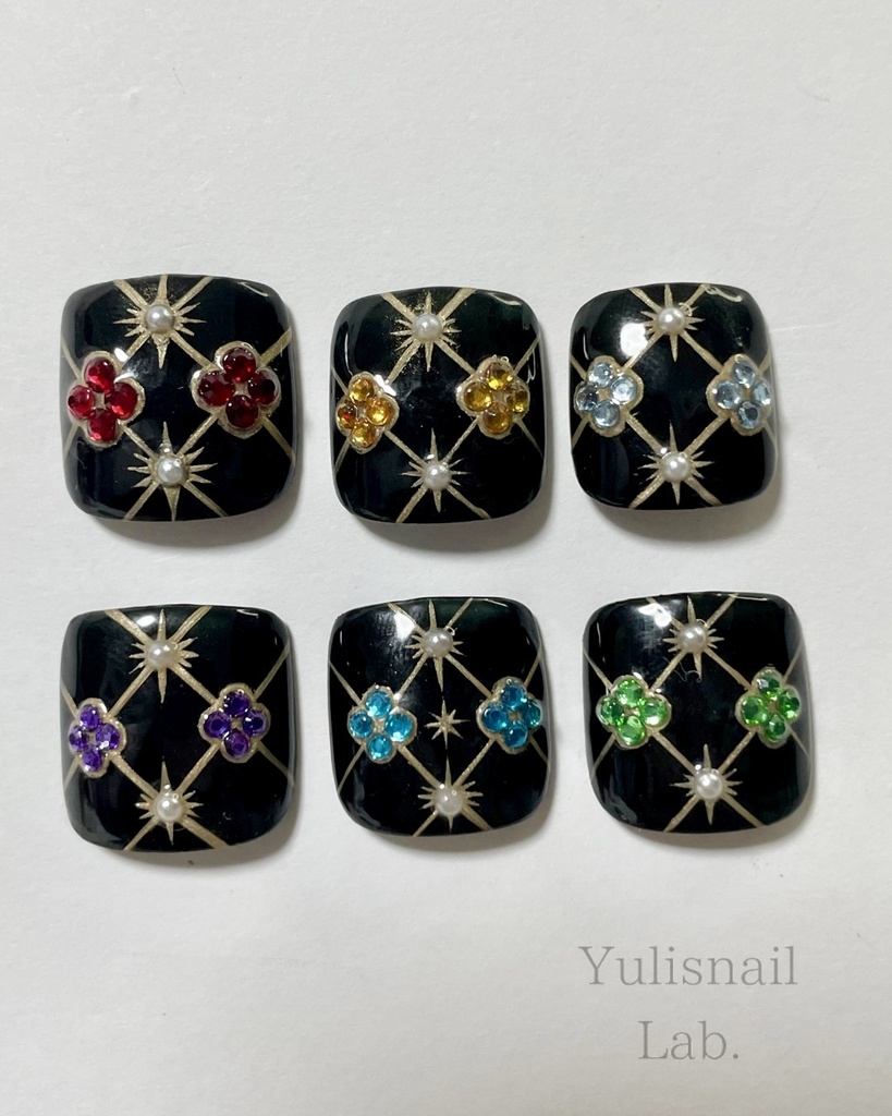 【ペディチップ】ツイステ5周年衣装 "ブレイジングジュエル" 概念ネイル