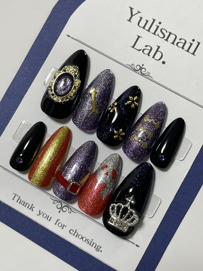 【Mサイズ現品】ツイステ風 概念ネイル ポムフィオーレ ※即日発送