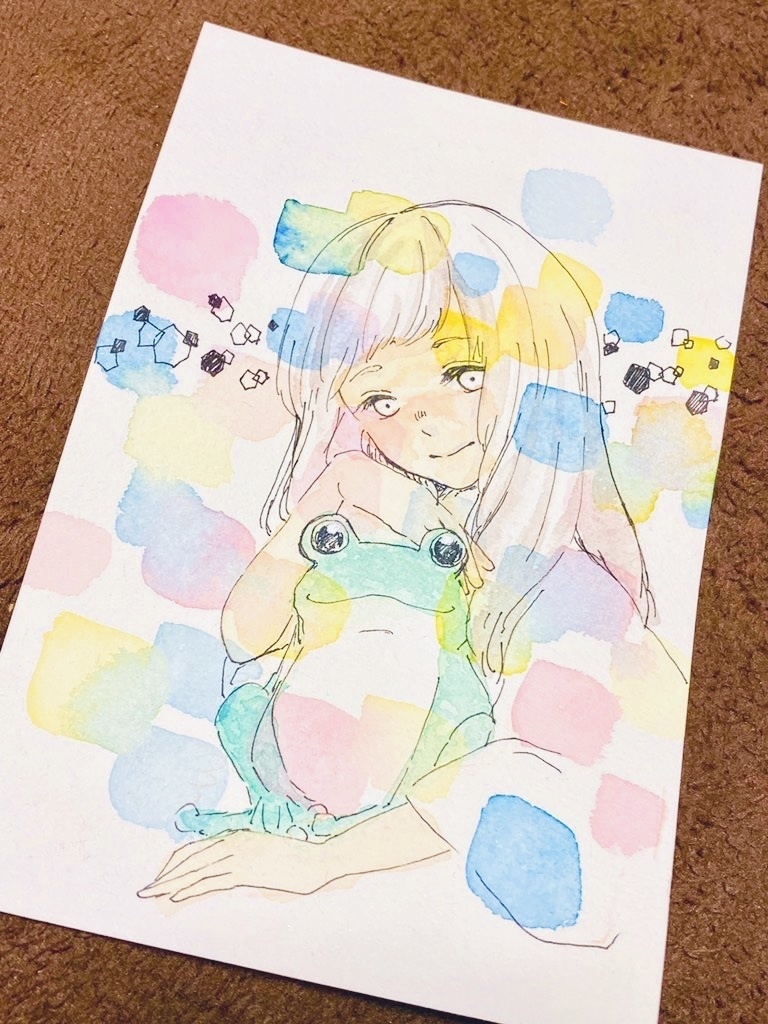 かえると女の子★ドローイング原画