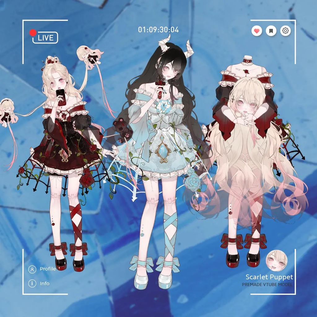 Premade Live2d Model / Scarlet Puppet Vtuber Model