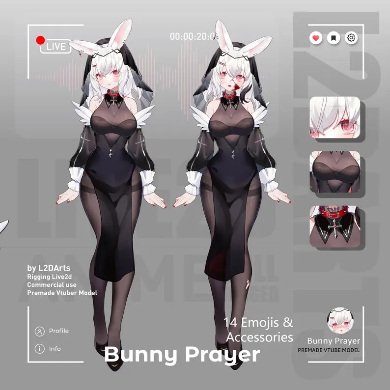 Premade Live2d Model / Bunny Prayer Vtuber Model
