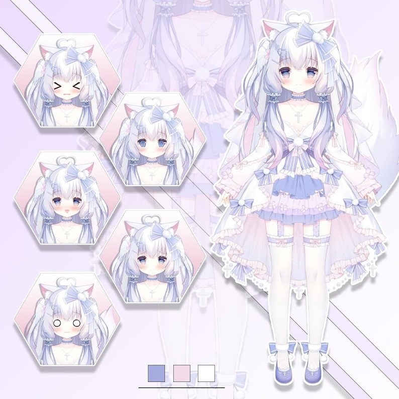 Premade Live2d Model / White Fox Girl Vtuber Model