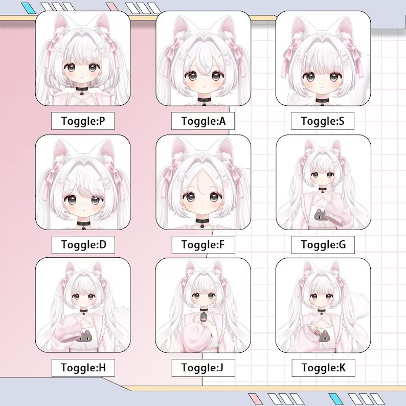 Premade Live2d Model / White Cat Girl Vtuber Model