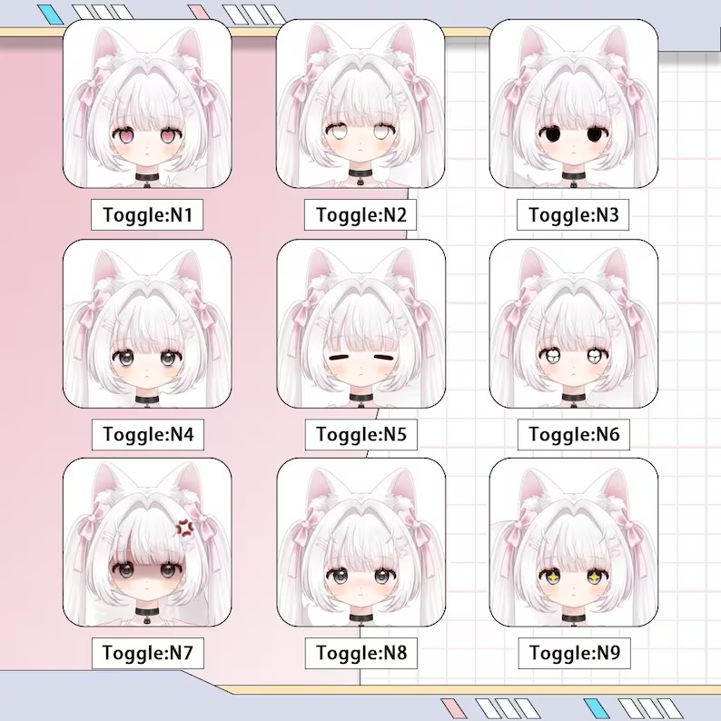 Premade Live2d Model / White Cat Girl Vtuber Model