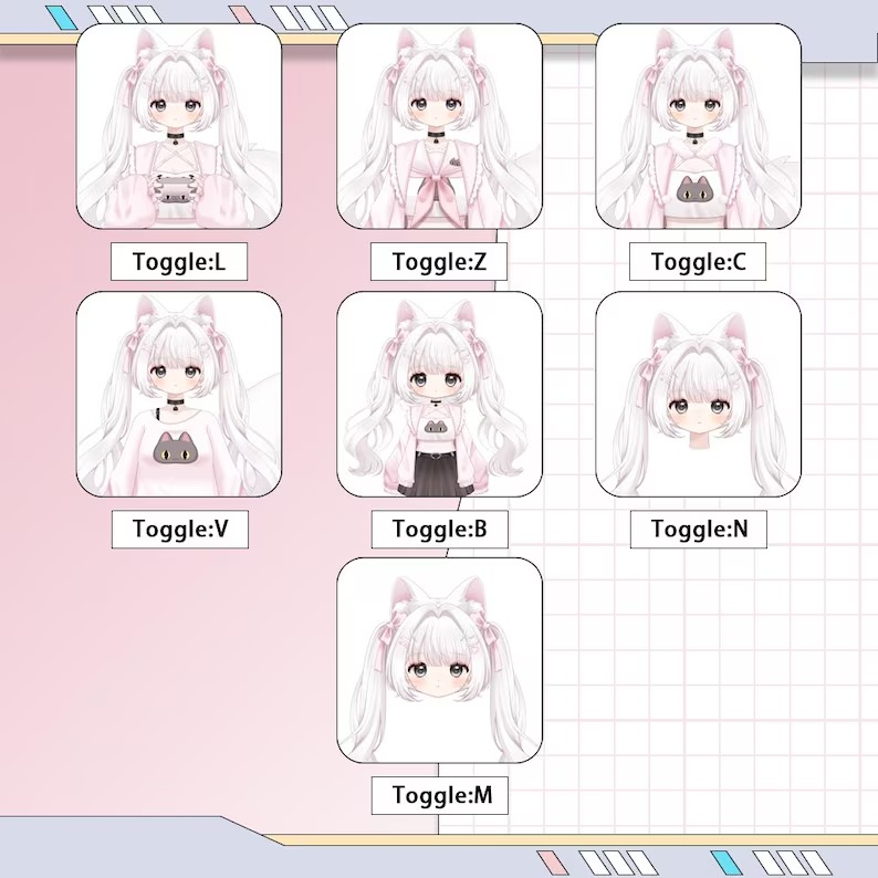 Premade Live2d Model / White Cat Girl Vtuber Model