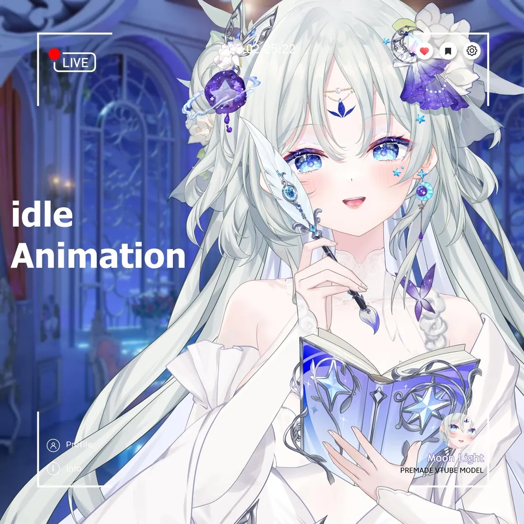 Premade Live2d Model / Moon Light Vtuber Model