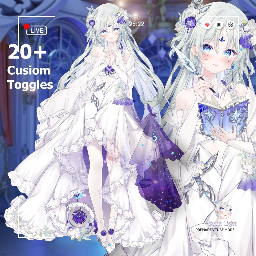 Premade Live2d Model / Moon Light Vtuber Model