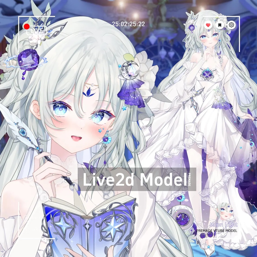 Premade Live2d Model / Moon Light Vtuber Model