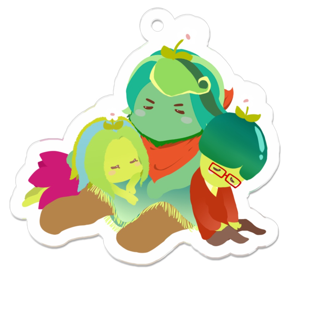 チャーミーチャプレッツお昼寝アクリルキーホルダー　タネクサ族三兄弟ver.