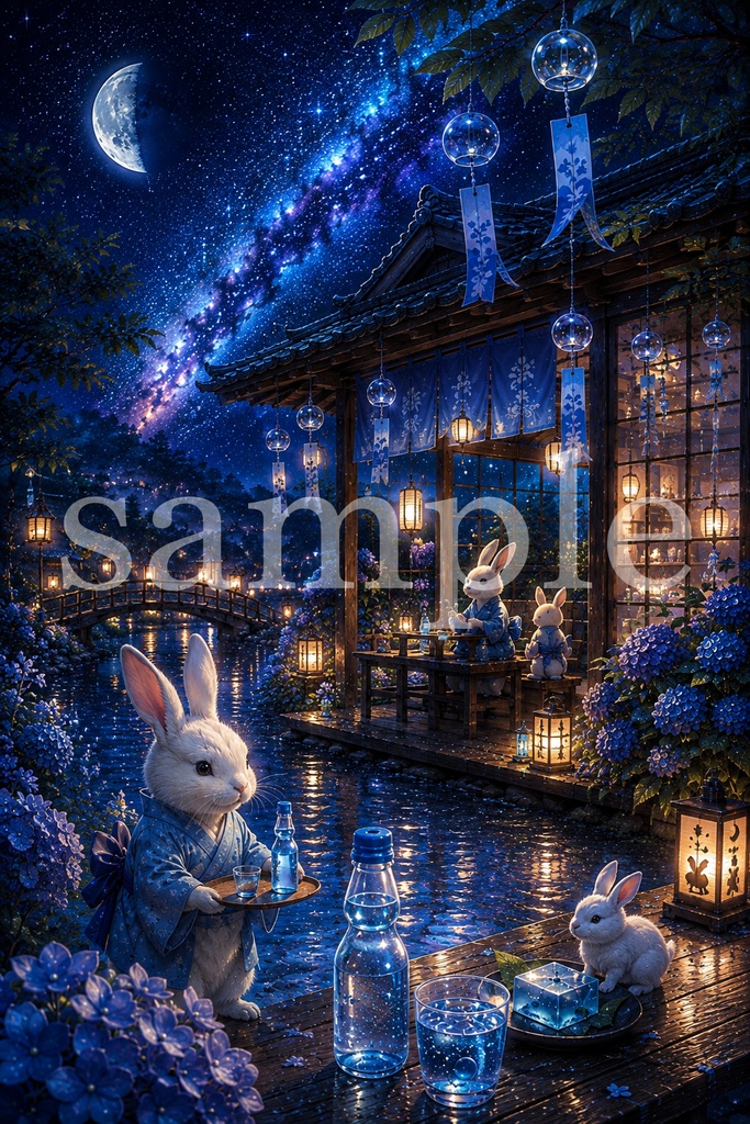 🌙🐇 月兎茶房 — 四季月夜 —|スマートフォン壁紙 4枚セット