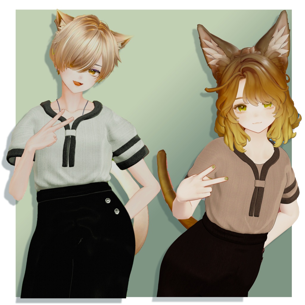 【VRChat想定】3アバター対応フルセット販売  3D衣装【Escape early 01】