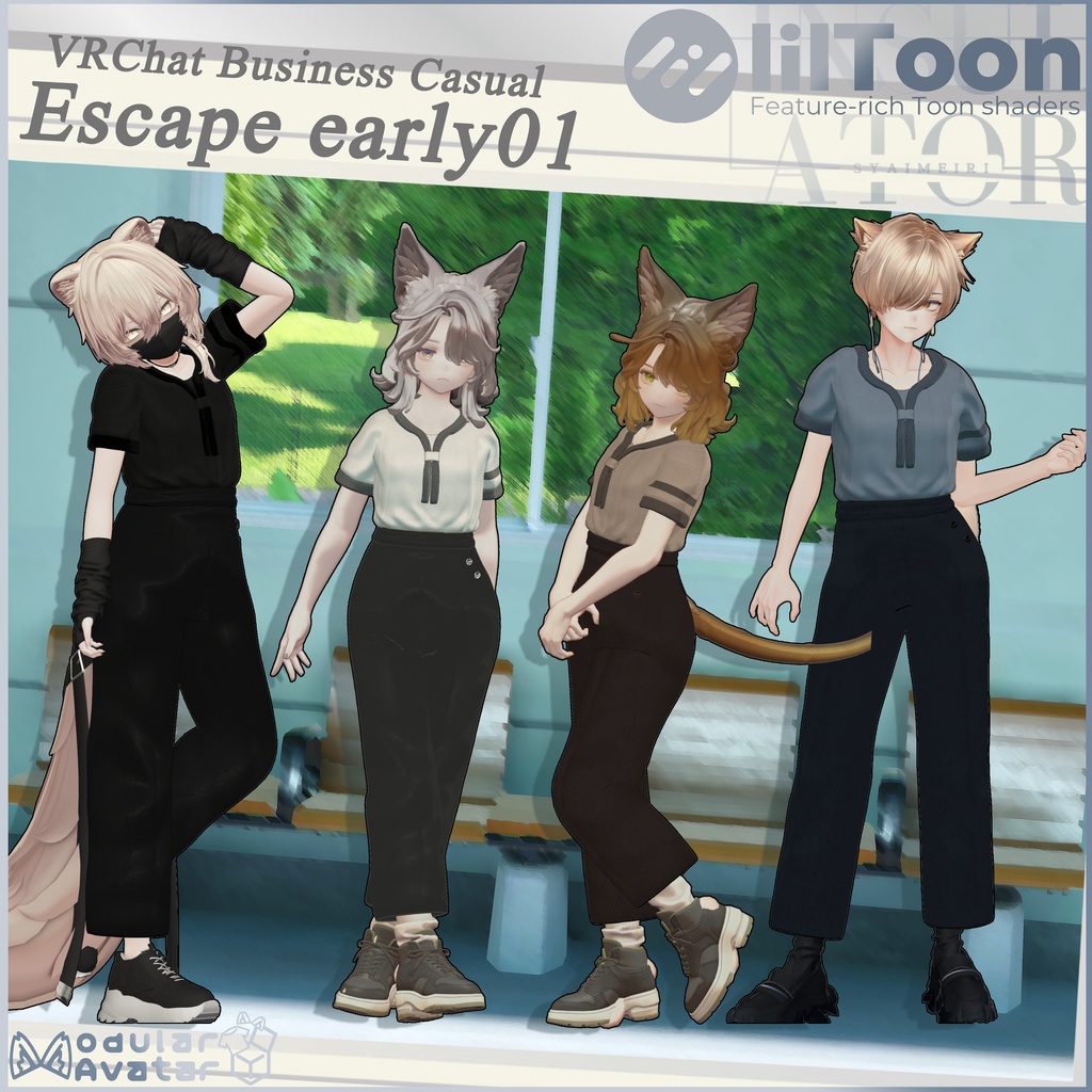 【VRChat想定】3アバター対応フルセット販売 3D衣装【Escape early 01】