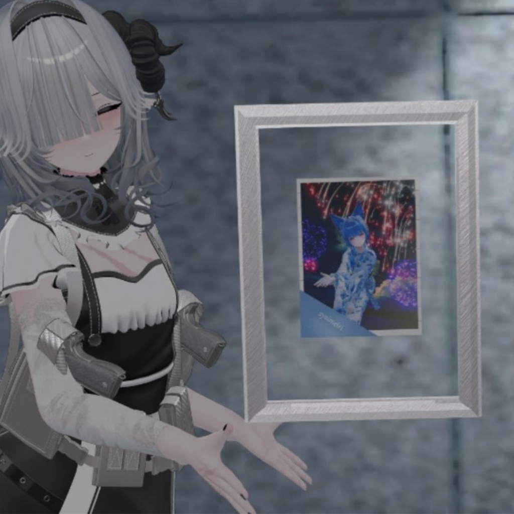 【VRChat無料】ヘアライン仕上げ ガラス挟みポスターフレーム【ワールド小物】