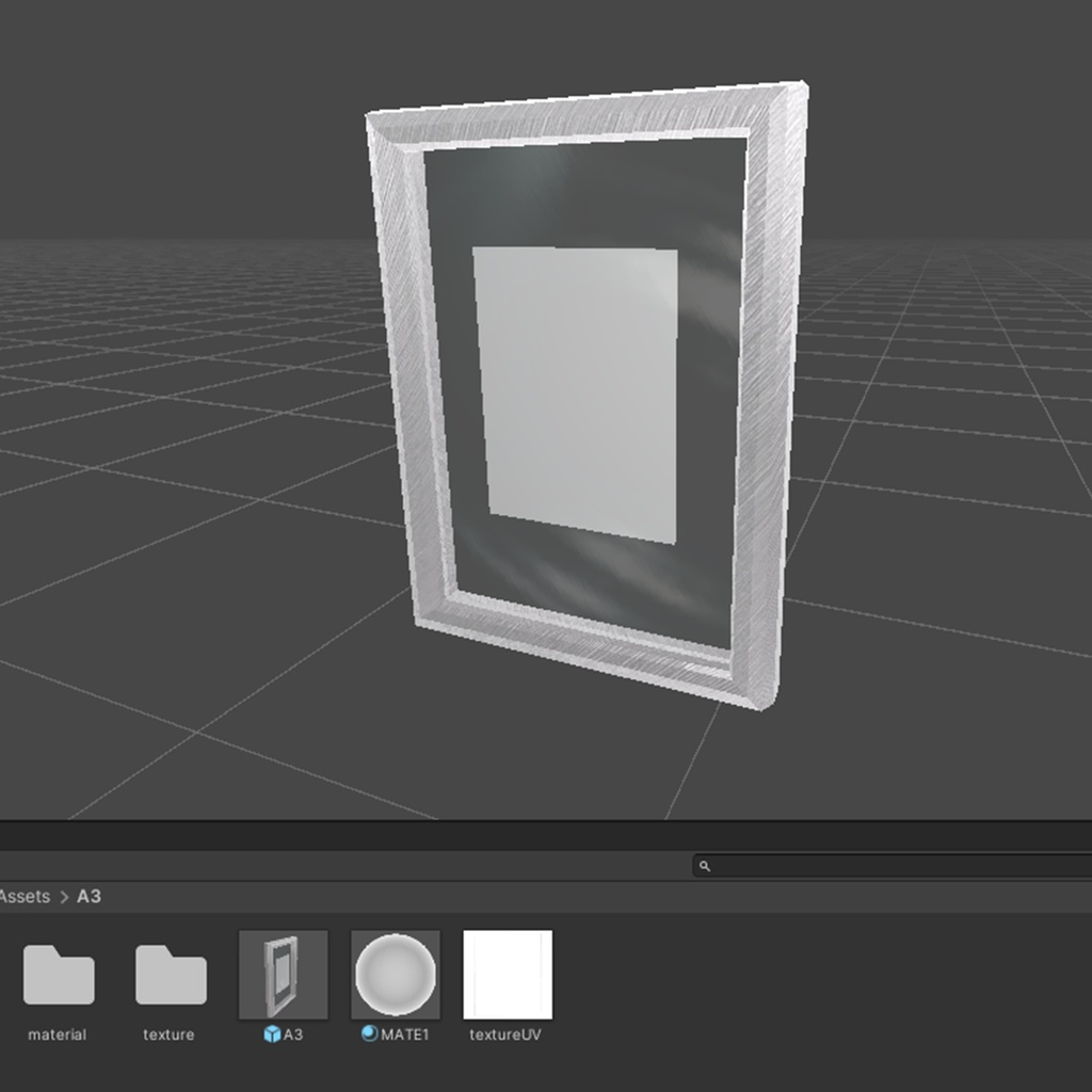 【VRChat無料】ヘアライン仕上げ ガラス挟みポスターフレーム【ワールド小物】