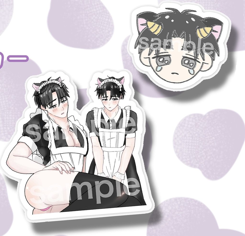 ダイカットステッカー　リーマン（メイド・牛）２枚組