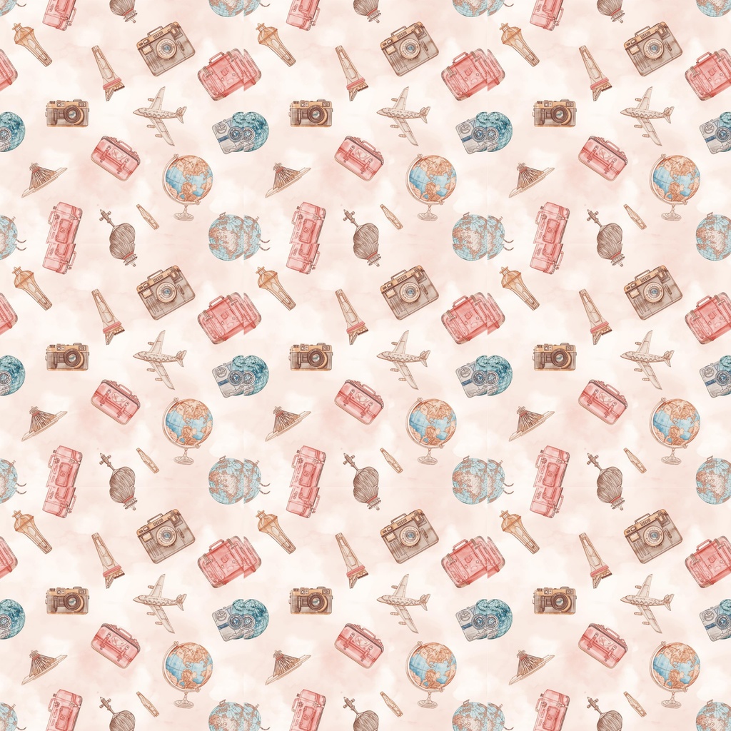 旅行系ピンクのデジタルペーパー