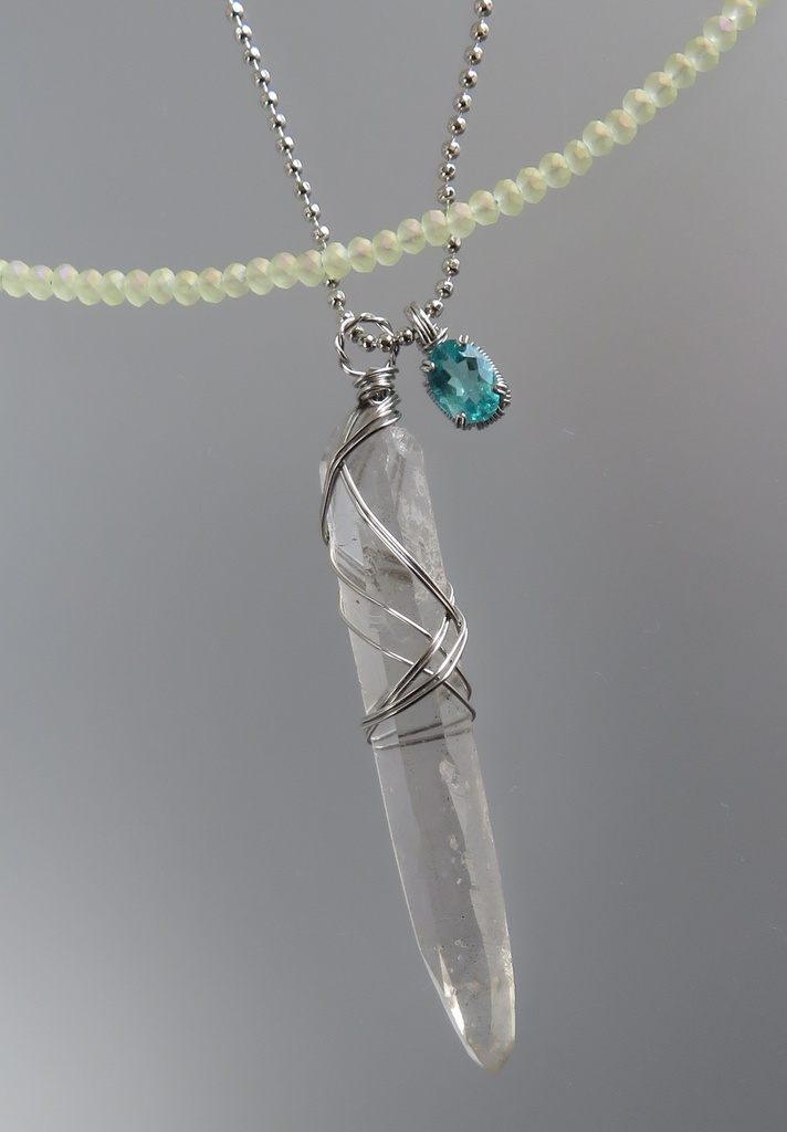 水晶ポイント+天然石 ネックレス