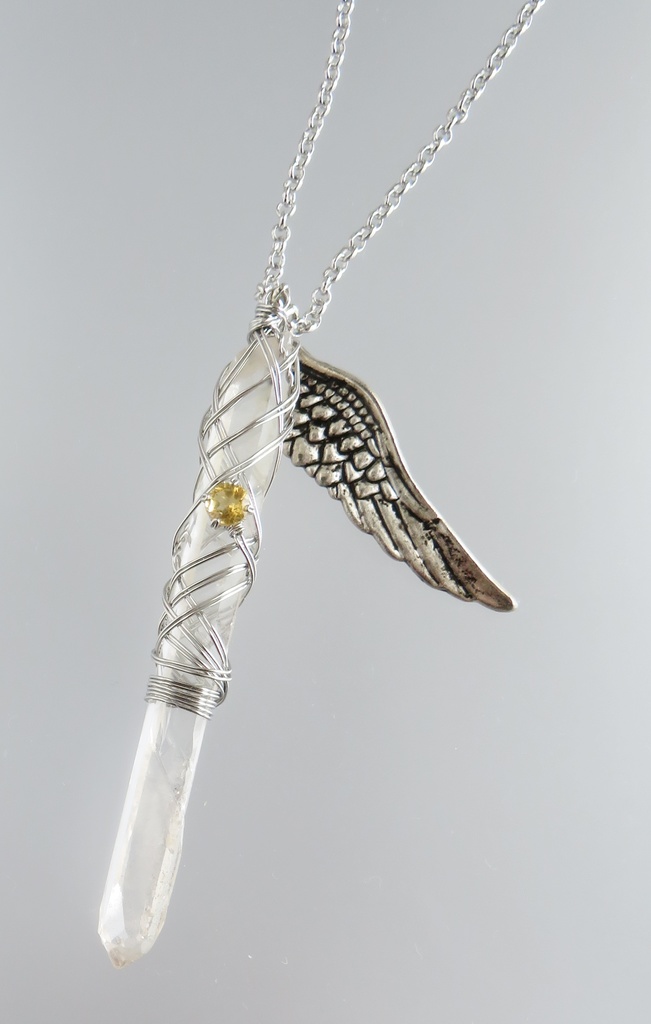 水晶ポイント+天然石 ネックレス