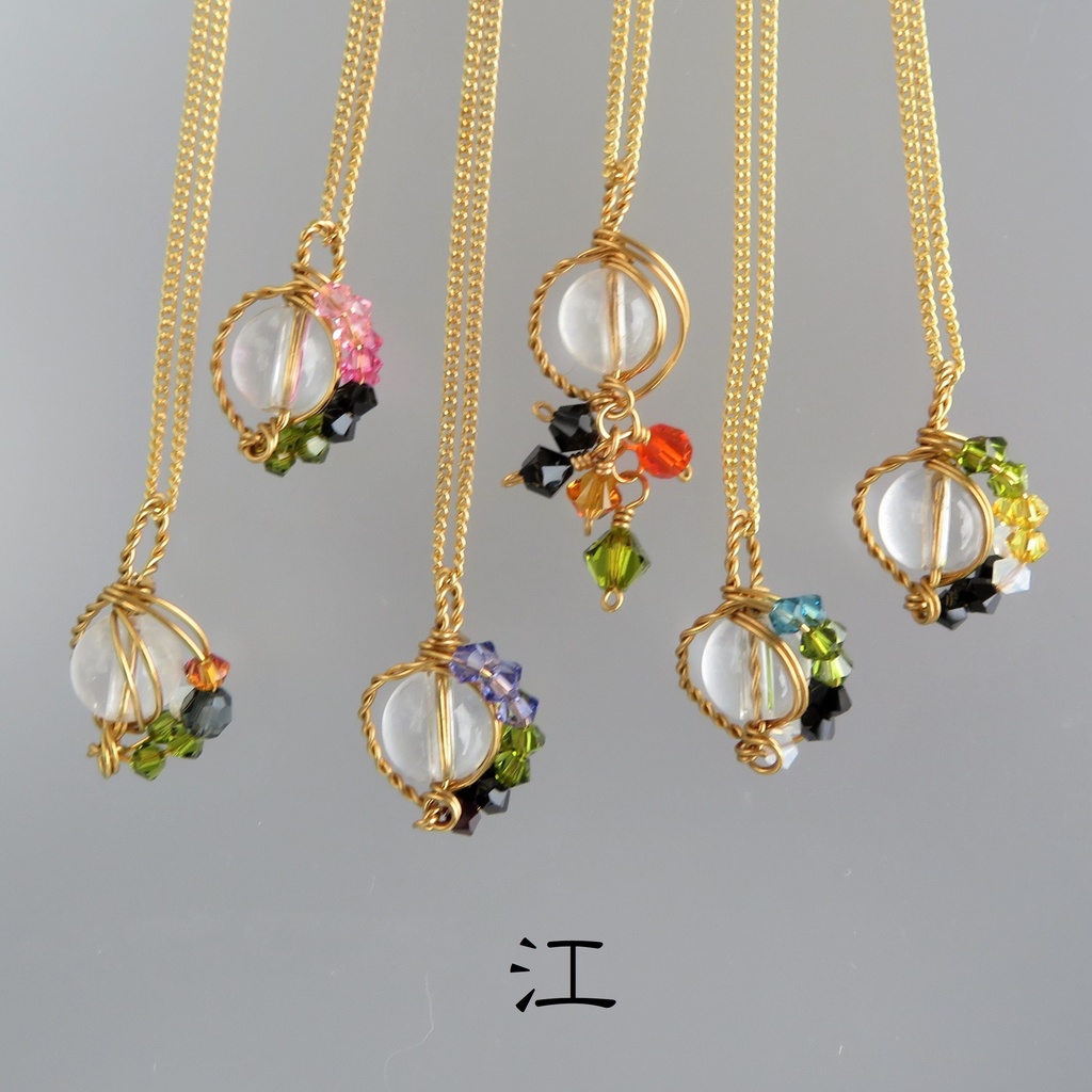 水晶丸玉ネックレス