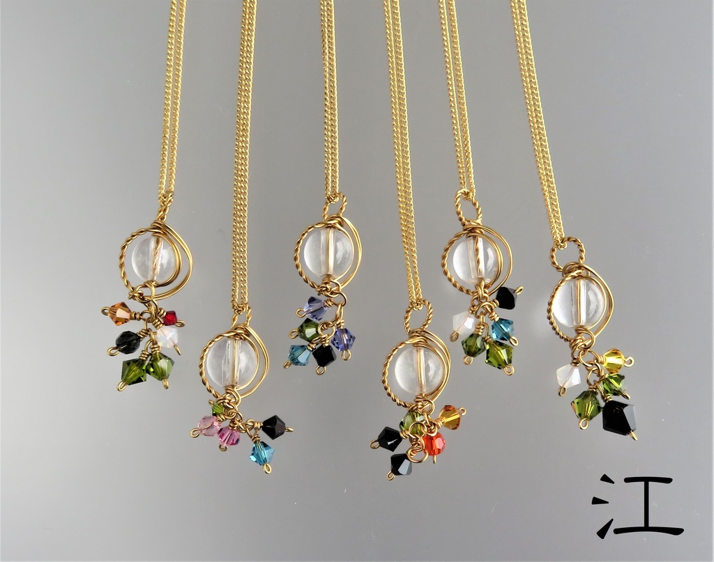 水晶丸玉ネックレス