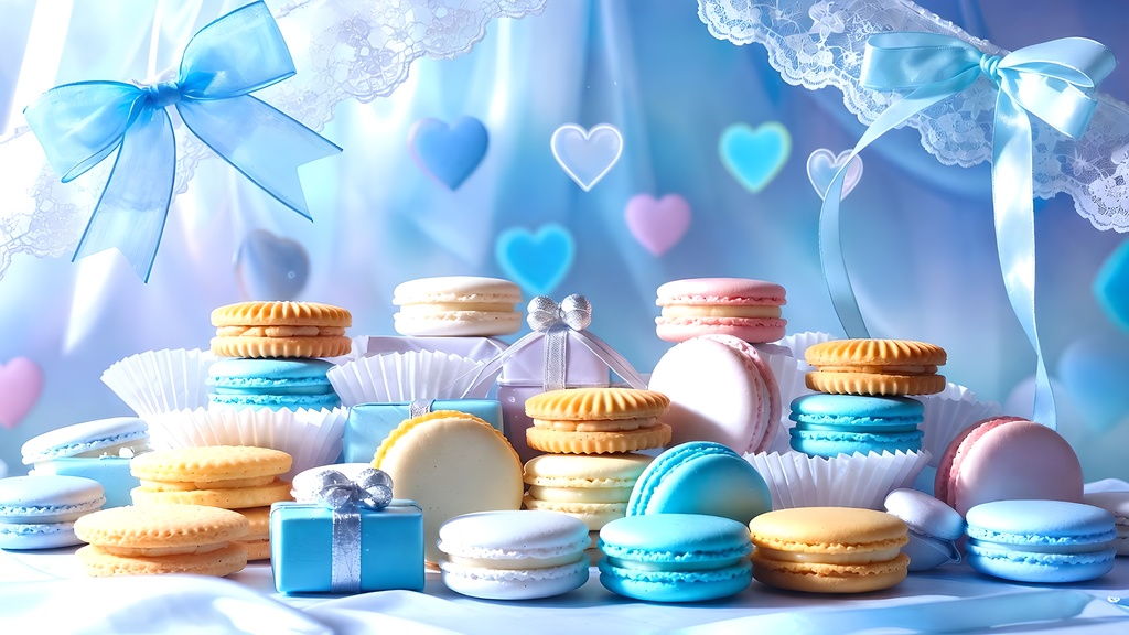 【VTuber配信背景】ホワイトデーのお菓子パーティー素材 7種セット【雑談・歌枠】