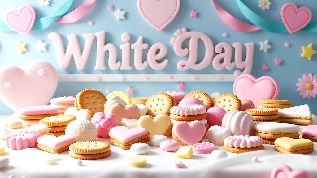 【動く配信背景】ホワイトデーのお菓子パーティーセット:リボン揺れるループ動画&クッキーコメント枠【VTuber/雑談・歌枠】