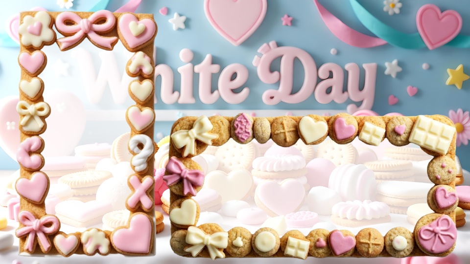 【動く配信背景】ホワイトデーのお菓子パーティーセット:リボン揺れるループ動画&クッキーコメント枠【VTuber/雑談・歌枠】