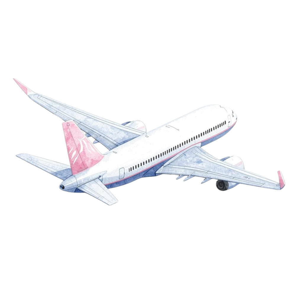 【ピンク旅行シリーズ】水彩アンティーク風クリップアート12点セット|PNG背景透過