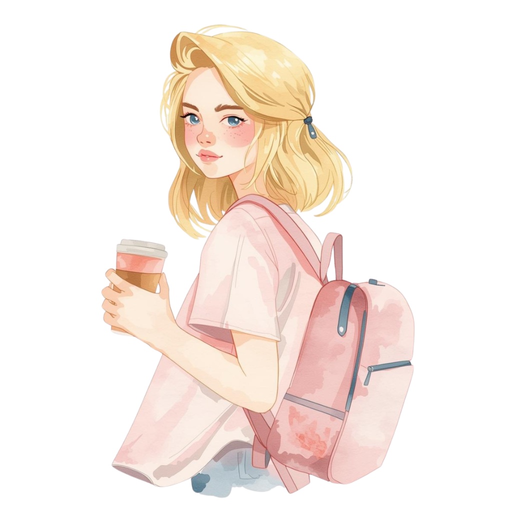 【ピンク旅行シリーズ】水彩アンティーク風クリップアート12点セット|PNG背景透過