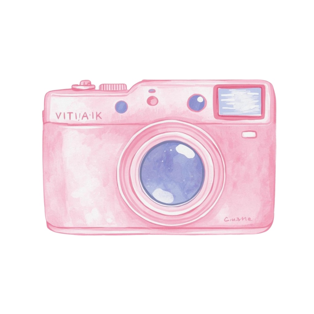 【ピンク旅行シリーズ】水彩アンティーク風クリップアート12点セット|PNG背景透過