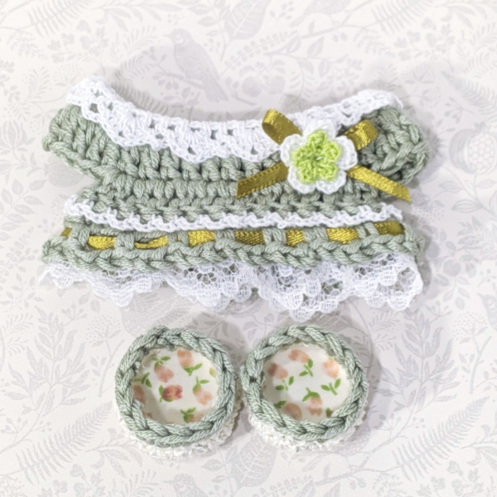 ワンピース(フルール/オリーブ)│一緒に暮らすぬい対応サイズ