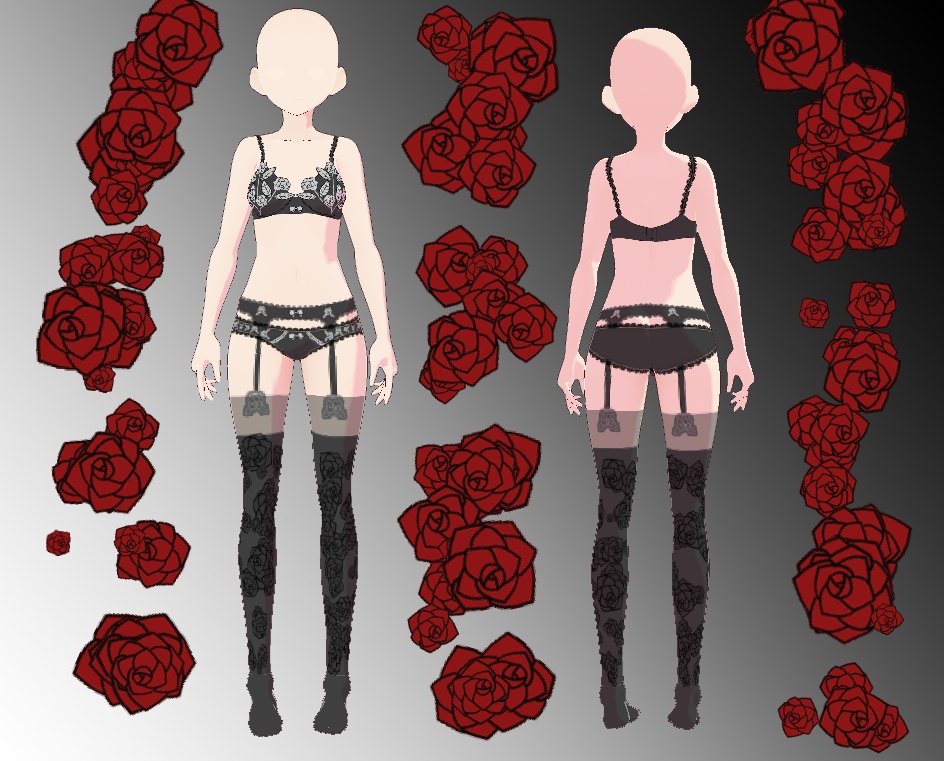 VRoid 下着セット(薔薇)