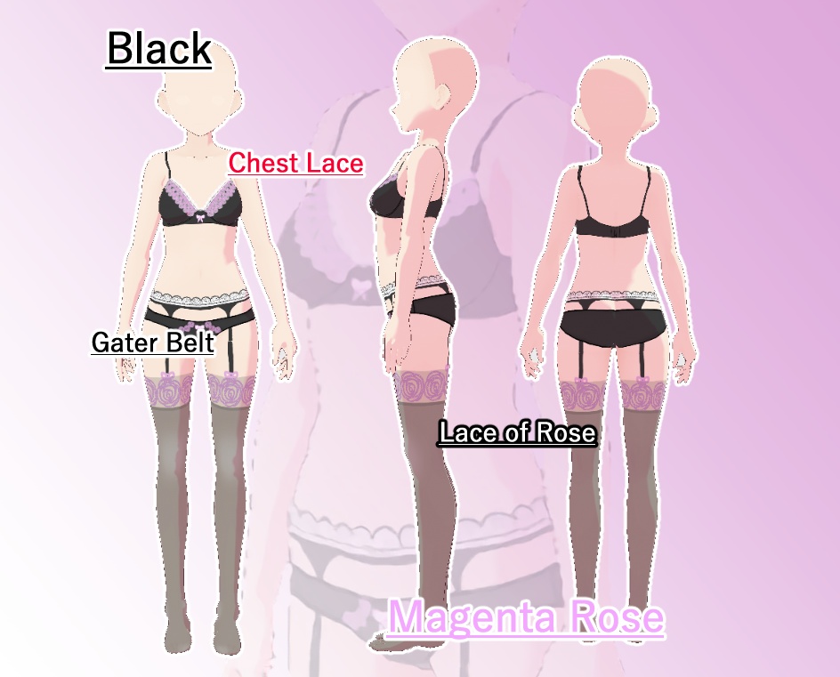 VRoid 下着セット(薔薇II)