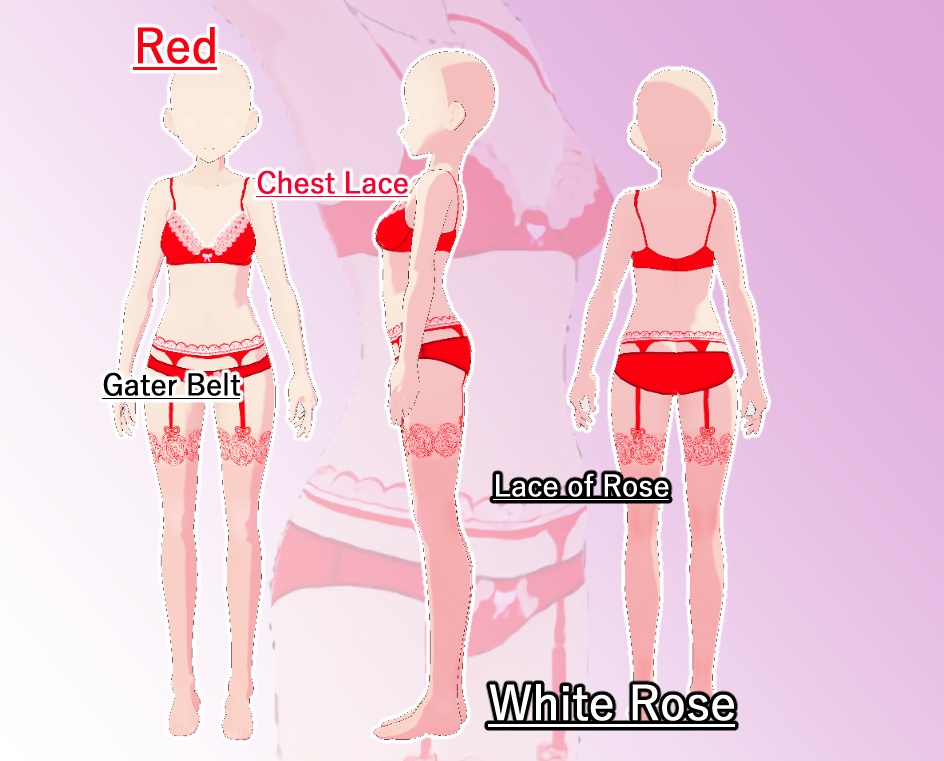 VRoid 下着セット(薔薇II)