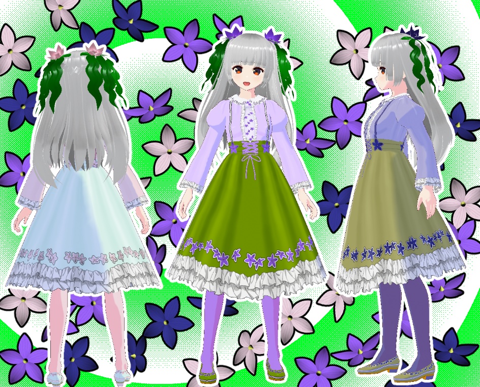 VRoid ブラウスとサスペンダースカート 桔梗