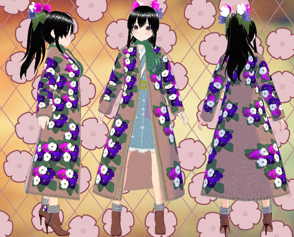 VRoid 和洋ミニワンピ ロングコート付き