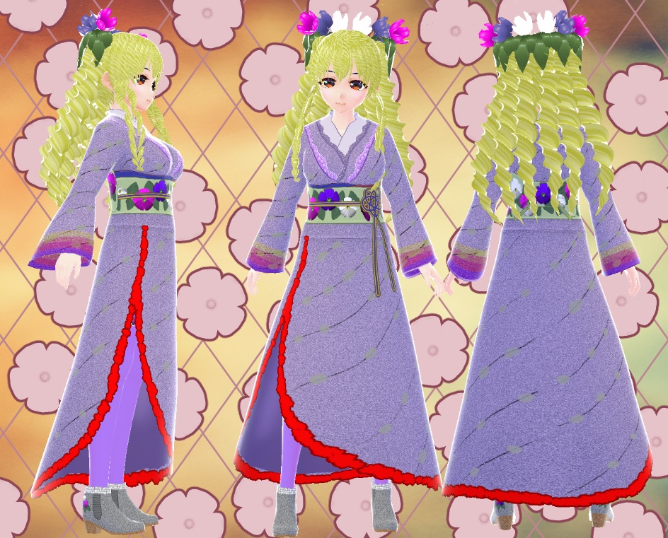 VRoid 和装着崩し風 秋明菊