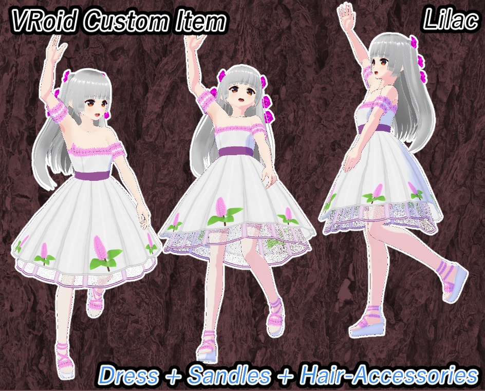 VRoid　オフショルダードレス　ライラック