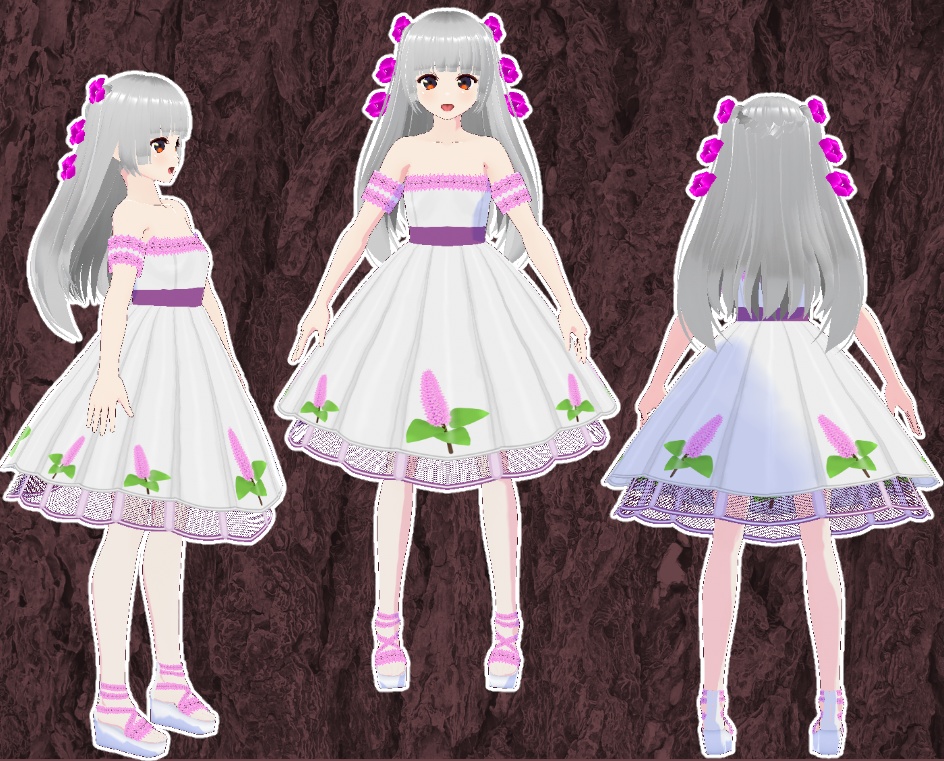 VRoid オフショルダードレス ライラック