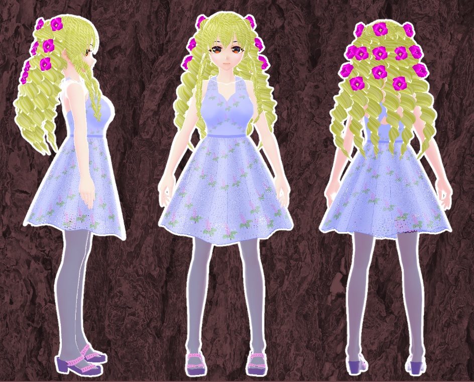 VRoid バッククロスドレス ライラック