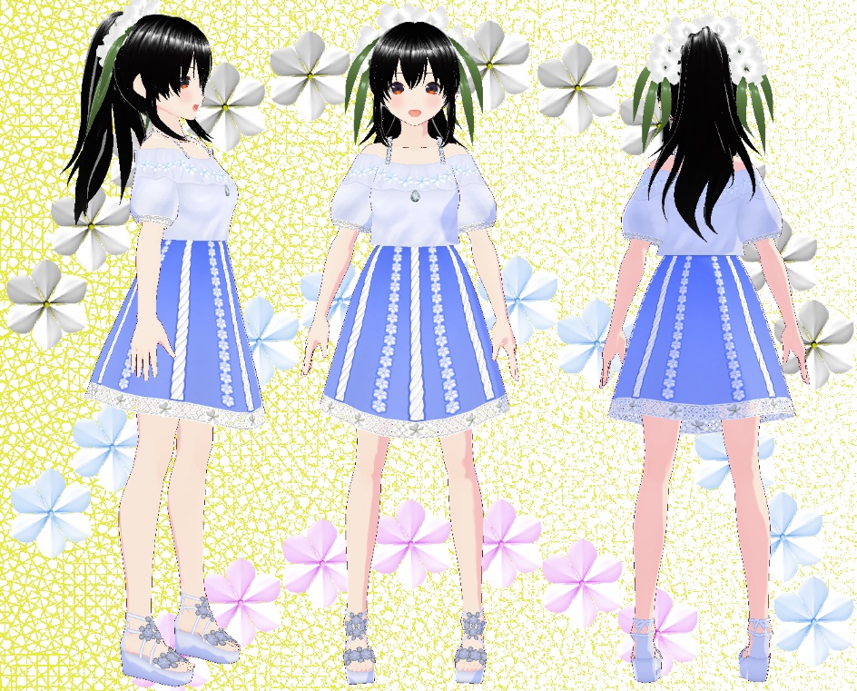 VRoid 青系ツーピース クチナシ